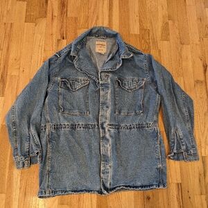Vintage Unionbay Oversized Denim Jacket Cinch Waist Button Down Size Small